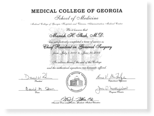 medical college of georgia certificate