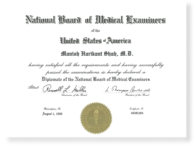 national board of medical examiners certificate